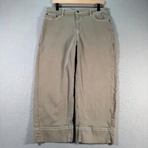 Buffalo David Bitton Farrah Pants Women 30 Semi High Wide Leg Crop Stretch Green